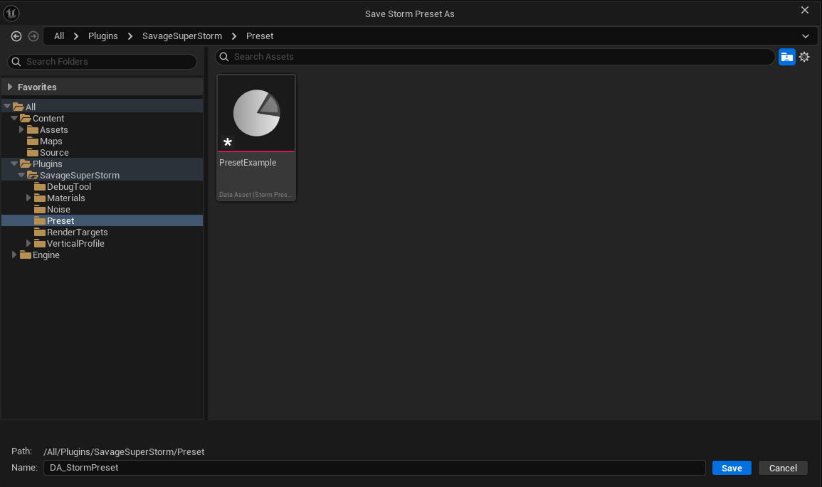 Save preset drawer
