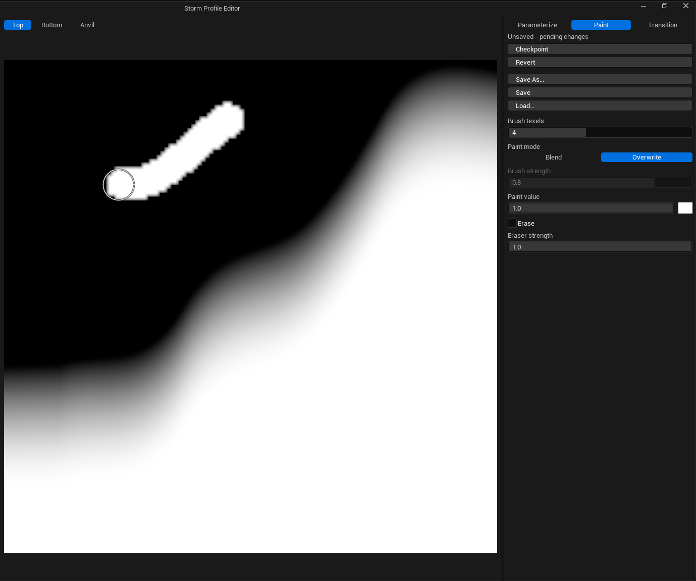 Paint mode — brush texels, paint mode, paint value, eraser